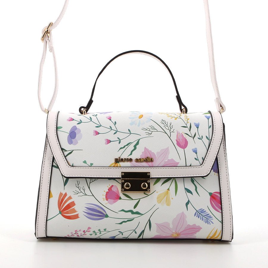 Pierre Cardin Christie Top Handle Handbag | White Floral - KaryKase