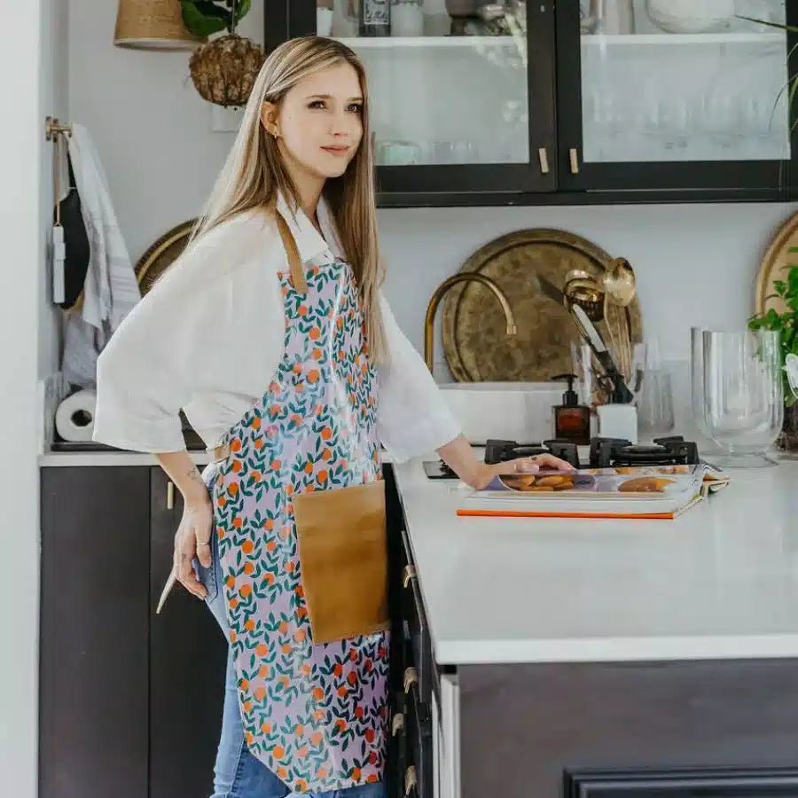 Thandana Laminated Fabric with Leather Pouch Apron | New Designs - KaryKase
