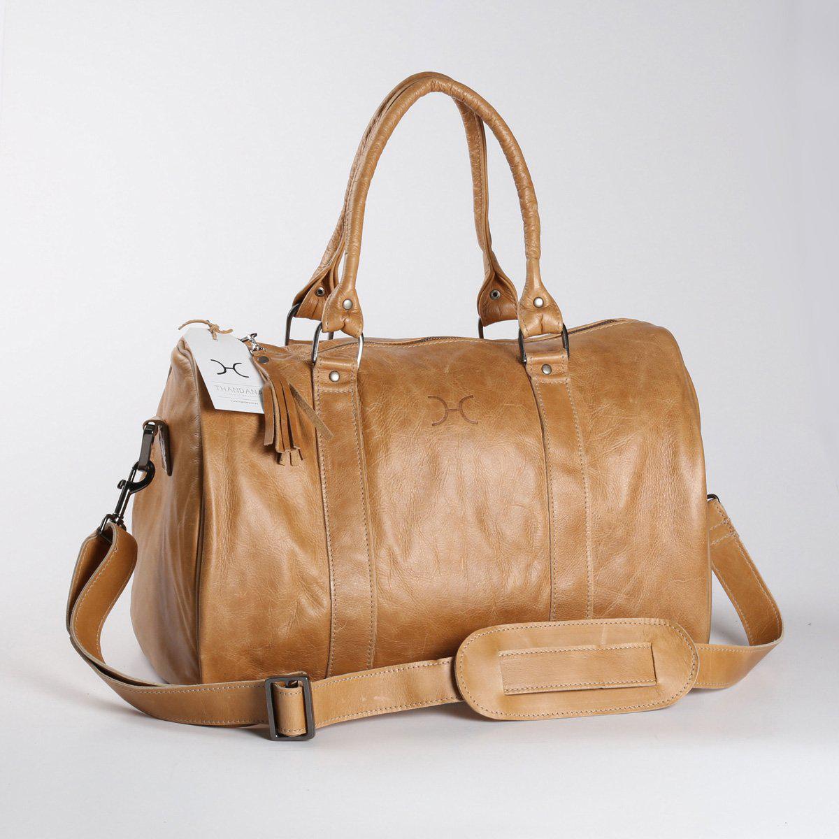 Thandana Medium Leather Travel Duffel Bag - KaryKase
