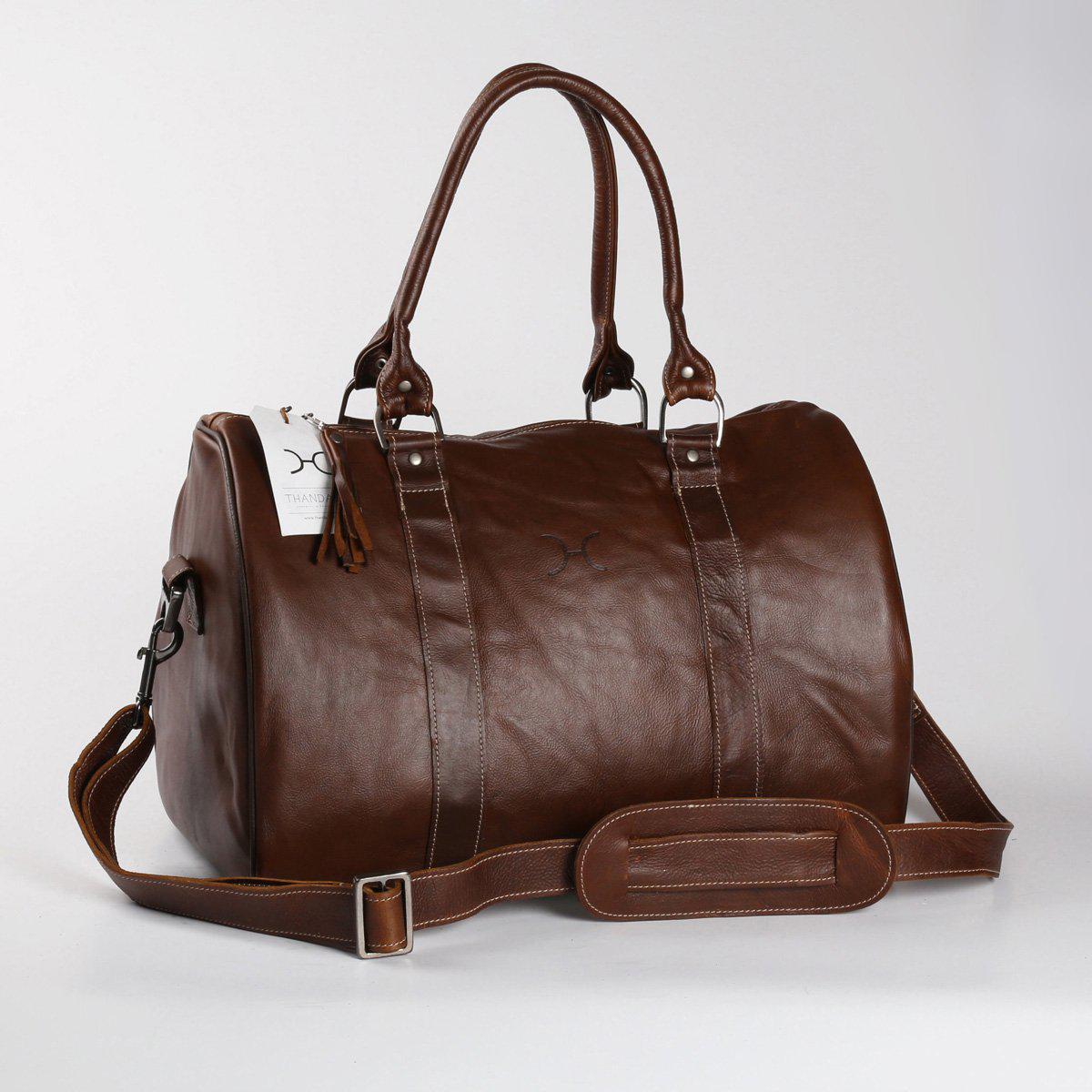 Thandana Medium Leather Travel Duffel Bag - KaryKase