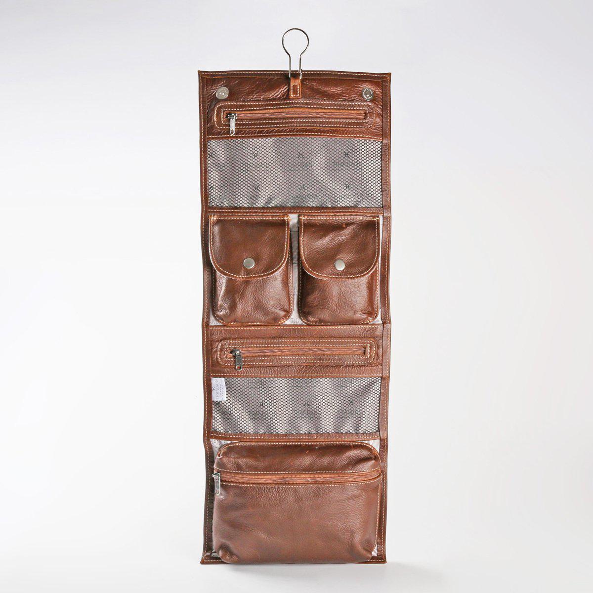 Thandana Roll Up Leather Toiletry Bag With Hook - KaryKase