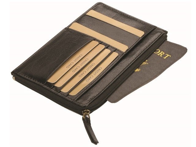 Adpel Bon Voyage Vitello Leather Passport Holder | Black - KaryKase