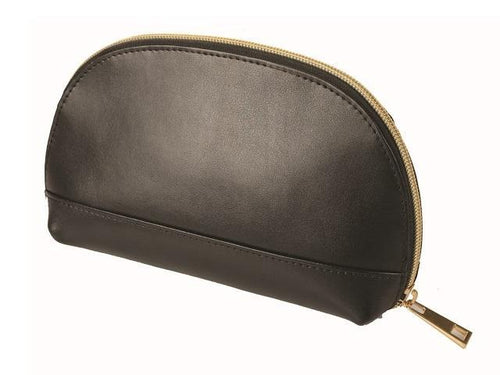Adpel Leather Jenna Cosmetic Make Up Purse | Black - KaryKase