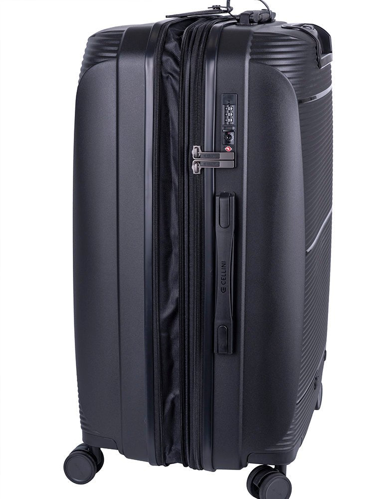 Cellini Qwest Medium 4 Wheel Trolley Case | Black - KaryKase