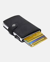 EaziCard Genuine Leather Saddle RFID Wallet | Black/Silver - KaryKase