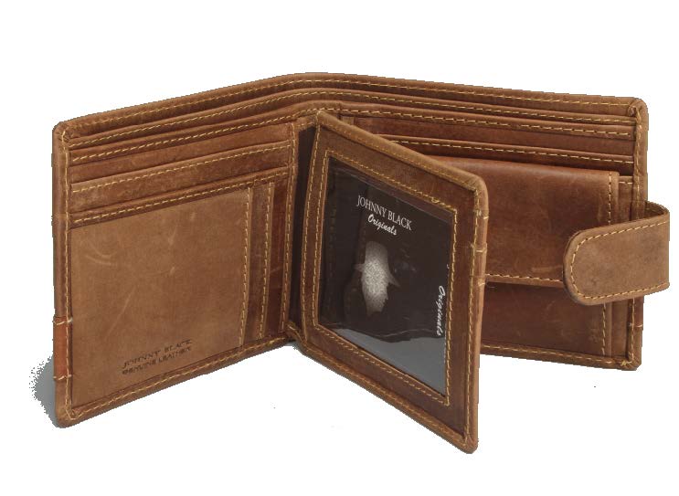 Johnny Black Rugged Leather 9CC Wallet | Brown - KaryKase