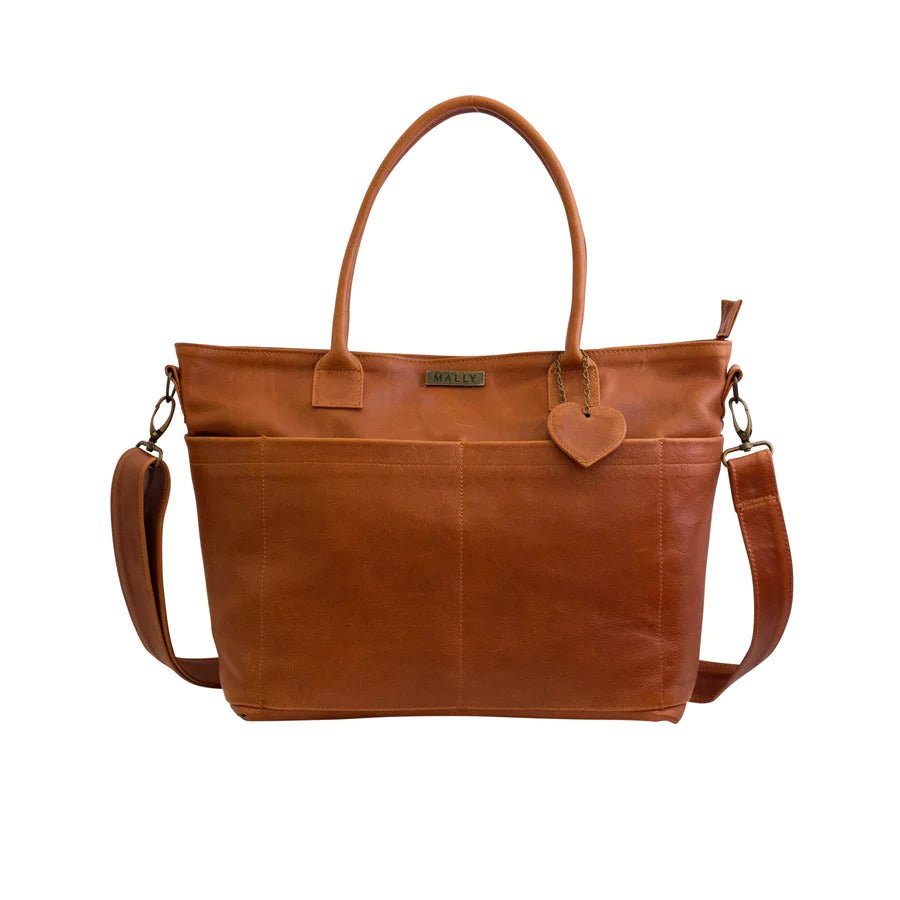 Mally Beula Leather Baby Bag | Toffee - KaryKase