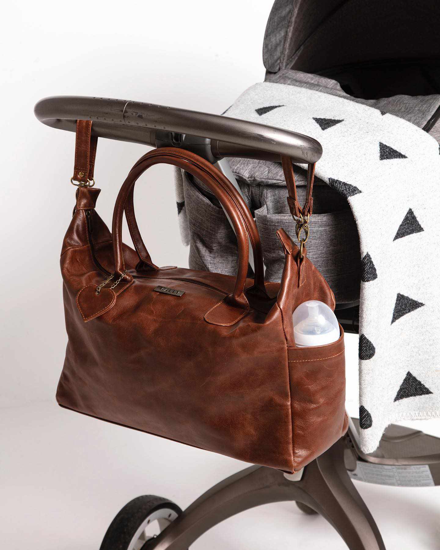 Mally Classic Leather Baby Bag | Brown - KaryKase