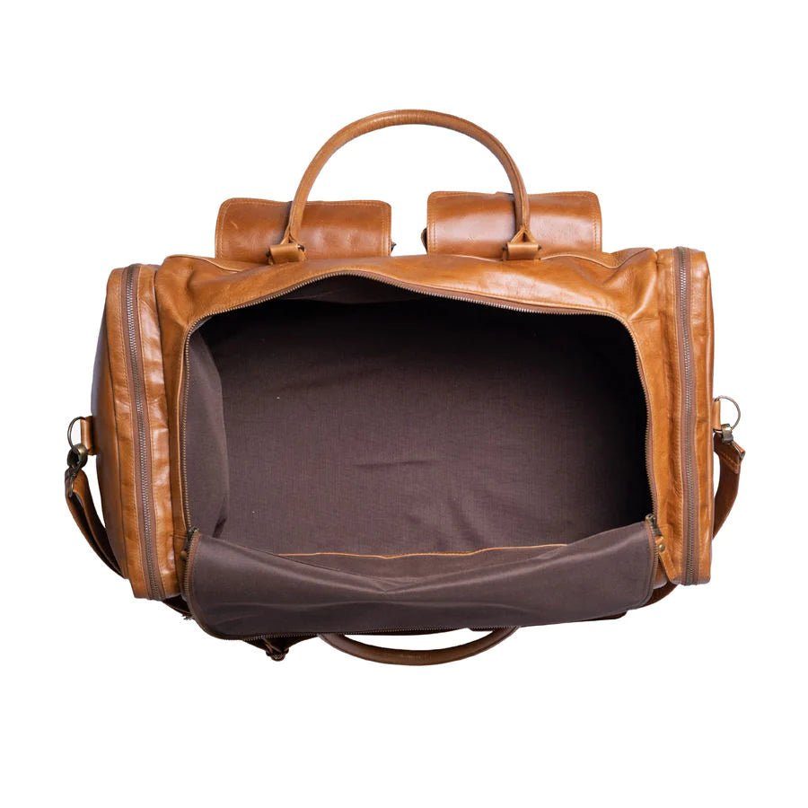 Mally Philip Leather Travel Duffel Bag | Toffee - KaryKase