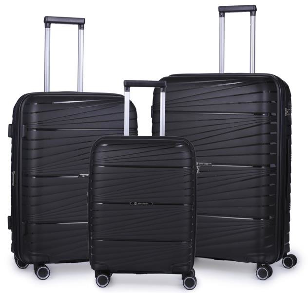 Pierre Cardin Montpellier Luggage Spinner 3 Piece Set | Black - KaryKase