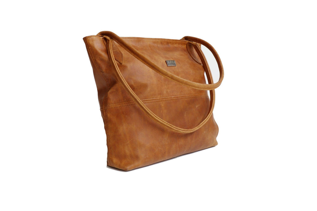 Tan Leather Goods - Ashley Leather Handbag | Toffee - KaryKase
