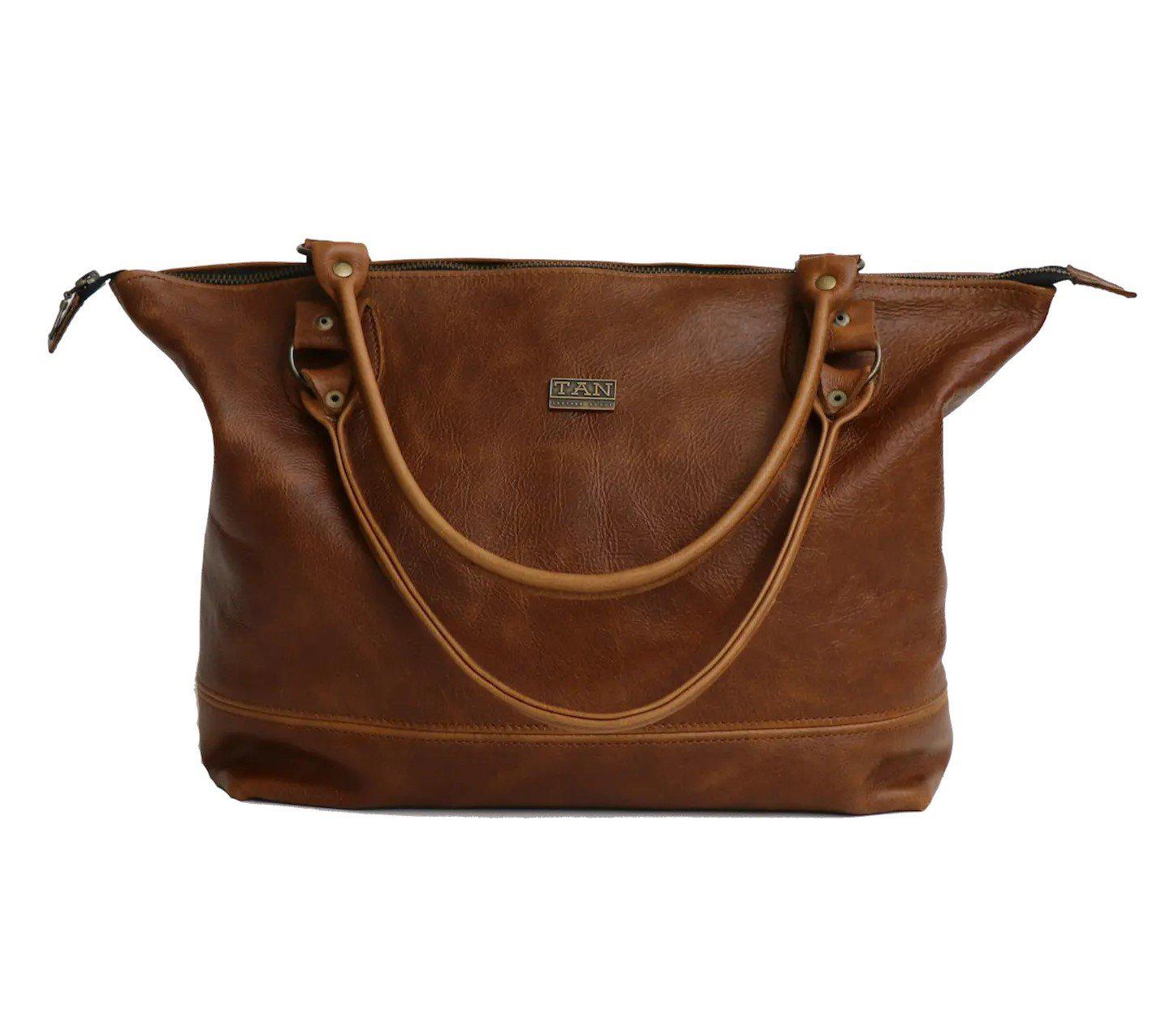 Tan Leather Goods - Daisy Leather Handbag | Pecan - KaryKase