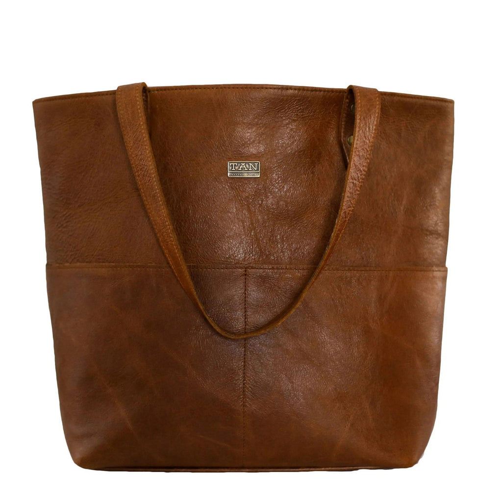 Tan Leather Goods - Emma Leather Handbag | Pecan - KaryKase
