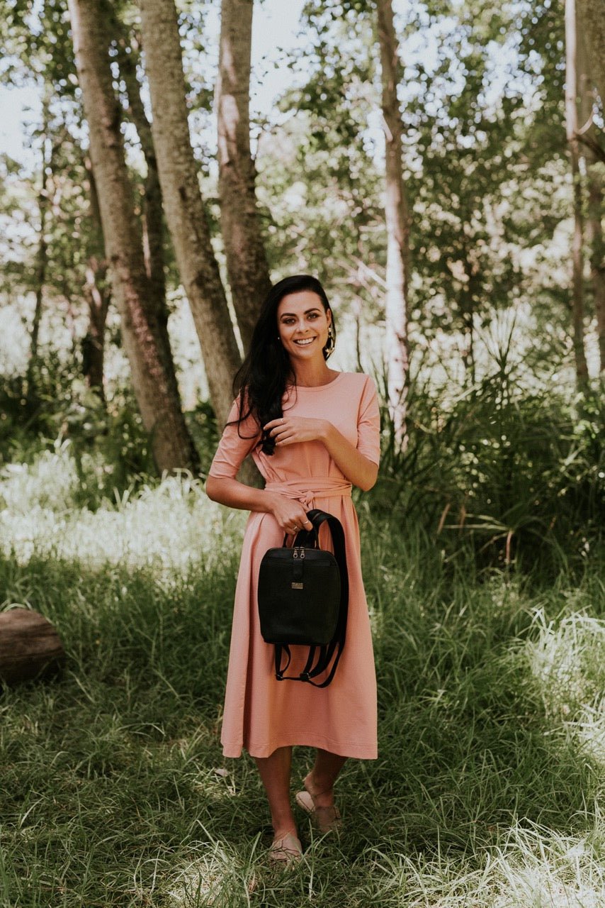 Tan Leather Goods - Olivia Leather Backpack | Black - KaryKase