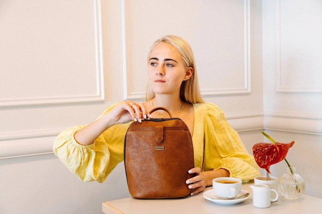 Tan Leather Goods - Olivia Leather Backpack | Pecan - KaryKase