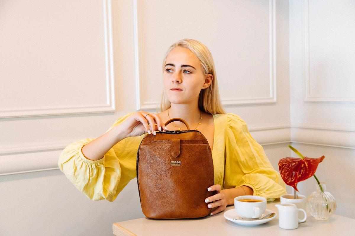 Tan Leather Goods - Olivia Leather Backpack | Pecan - KaryKase