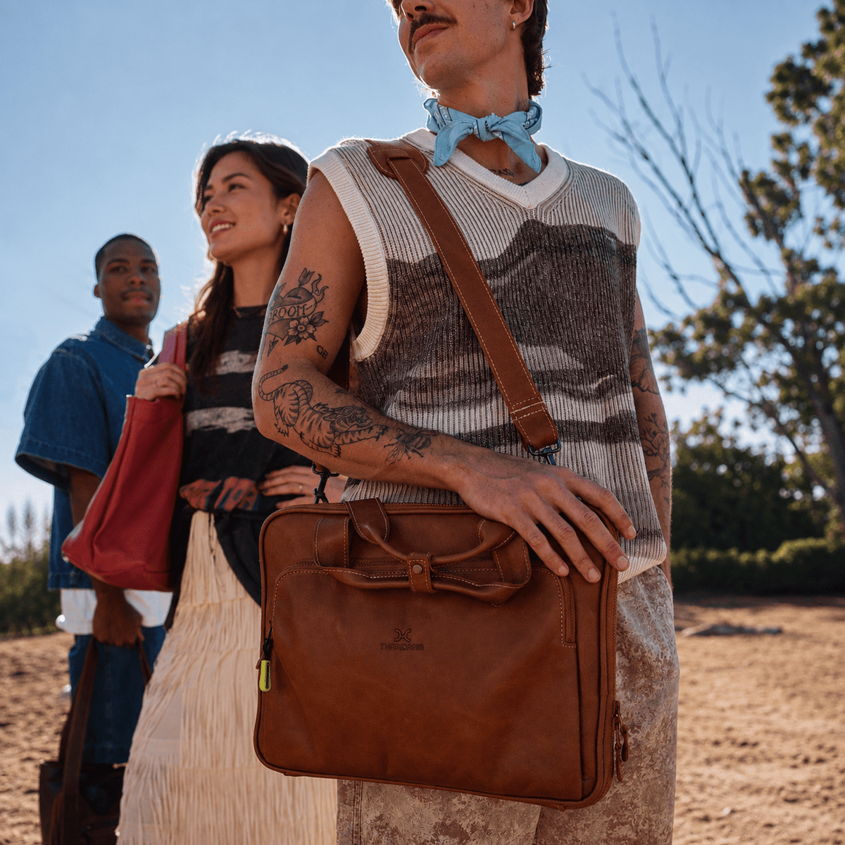 Thandana 15" Slimline Leather Laptop Bag - KaryKase