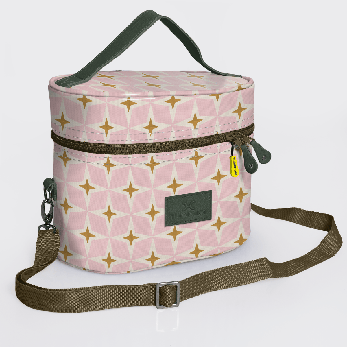 Thandana Laminated Fabric Bougie Vanity Bag | Olive - KaryKase