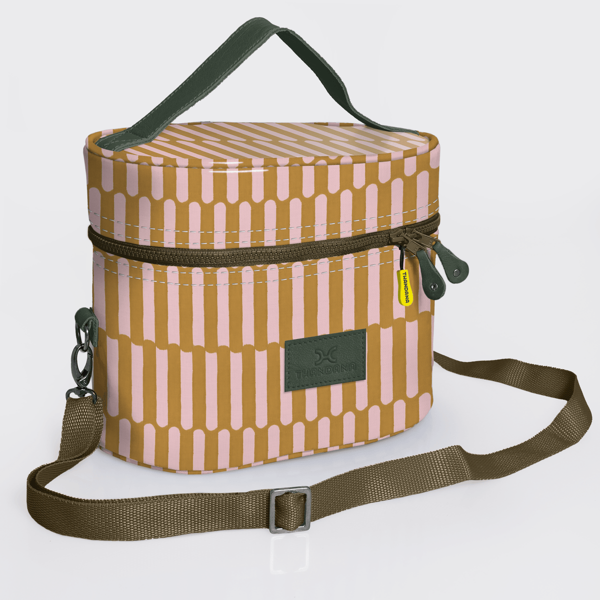 Thandana Laminated Fabric Bougie Vanity Bag | Olive - KaryKase