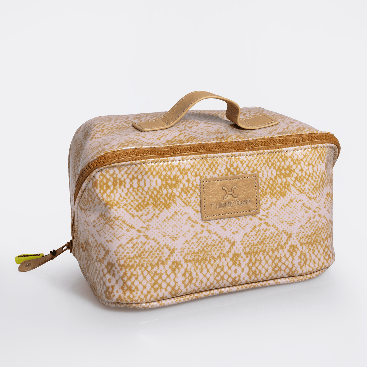 Thandana Laminated Fabric Side Mouth Maxi Vanity Bag - KaryKase