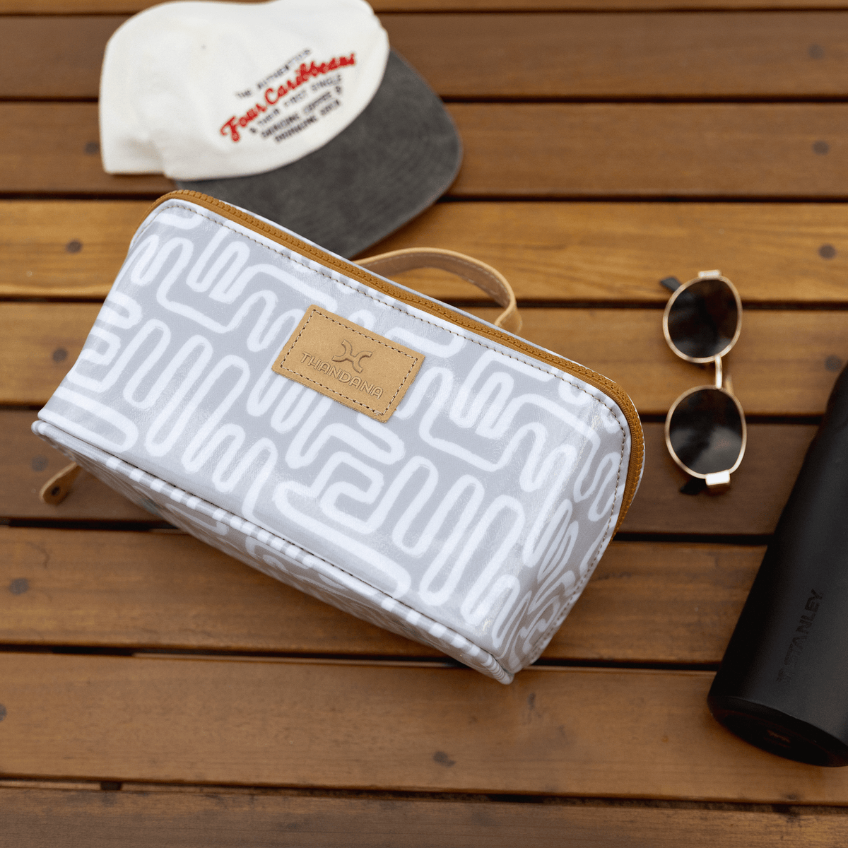 Thandana Laminated Fabric Side Mouth Maxi Vanity Bag - KaryKase