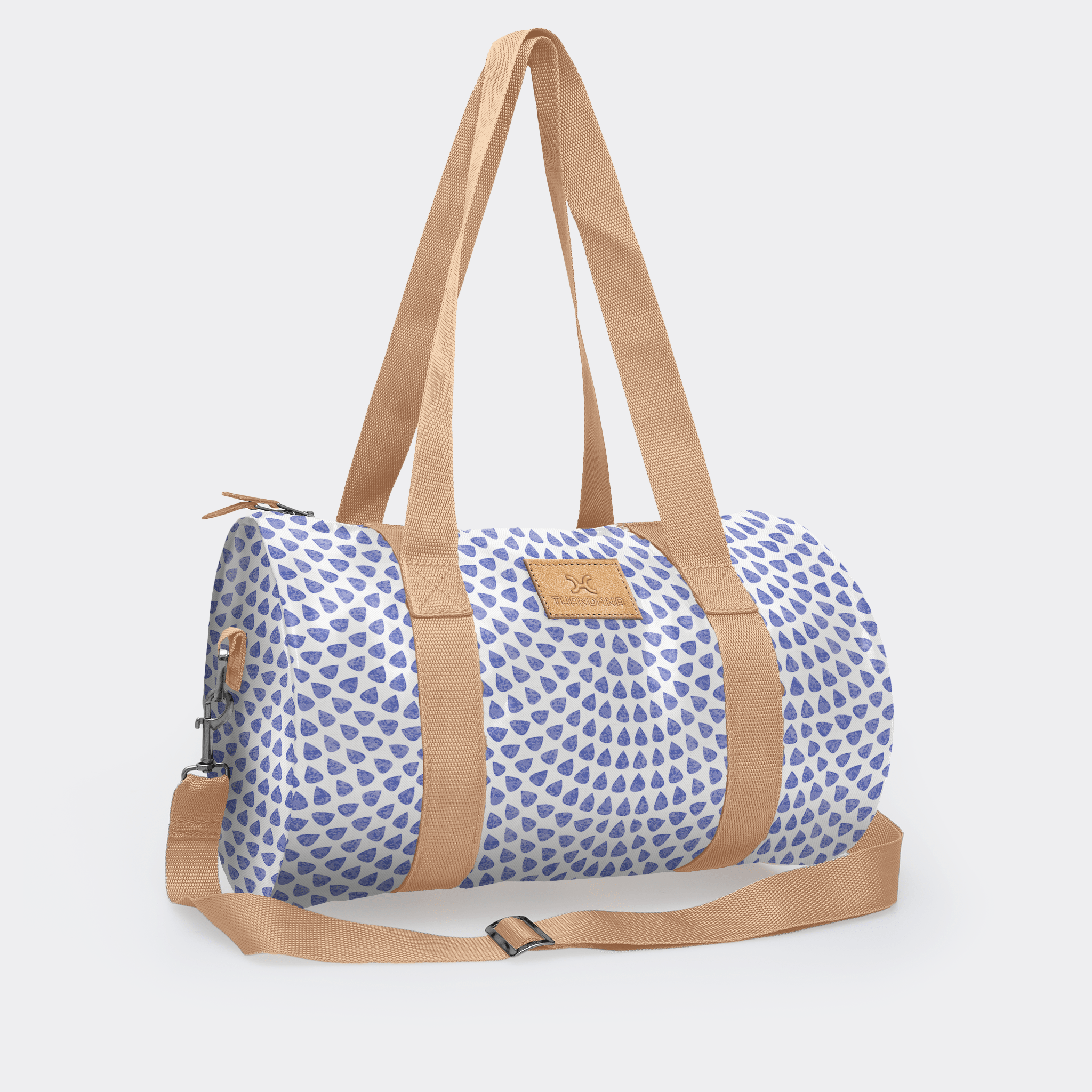 Thandana Laminated Fabric Sports & Gym Bag - Beige Trim - KaryKase