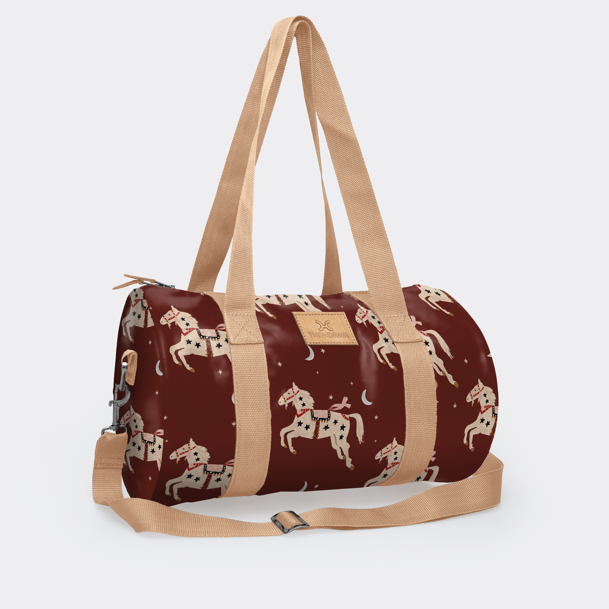 Thandana Laminated Fabric Sports & Gym Bag - Beige Trim - KaryKase