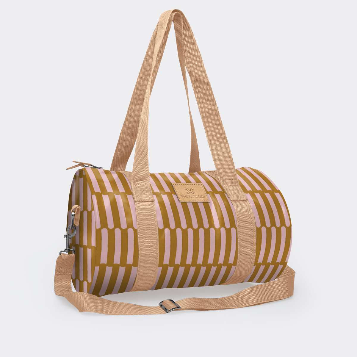 Thandana Laminated Fabric Sports & Gym Bag - Beige Trim - KaryKase