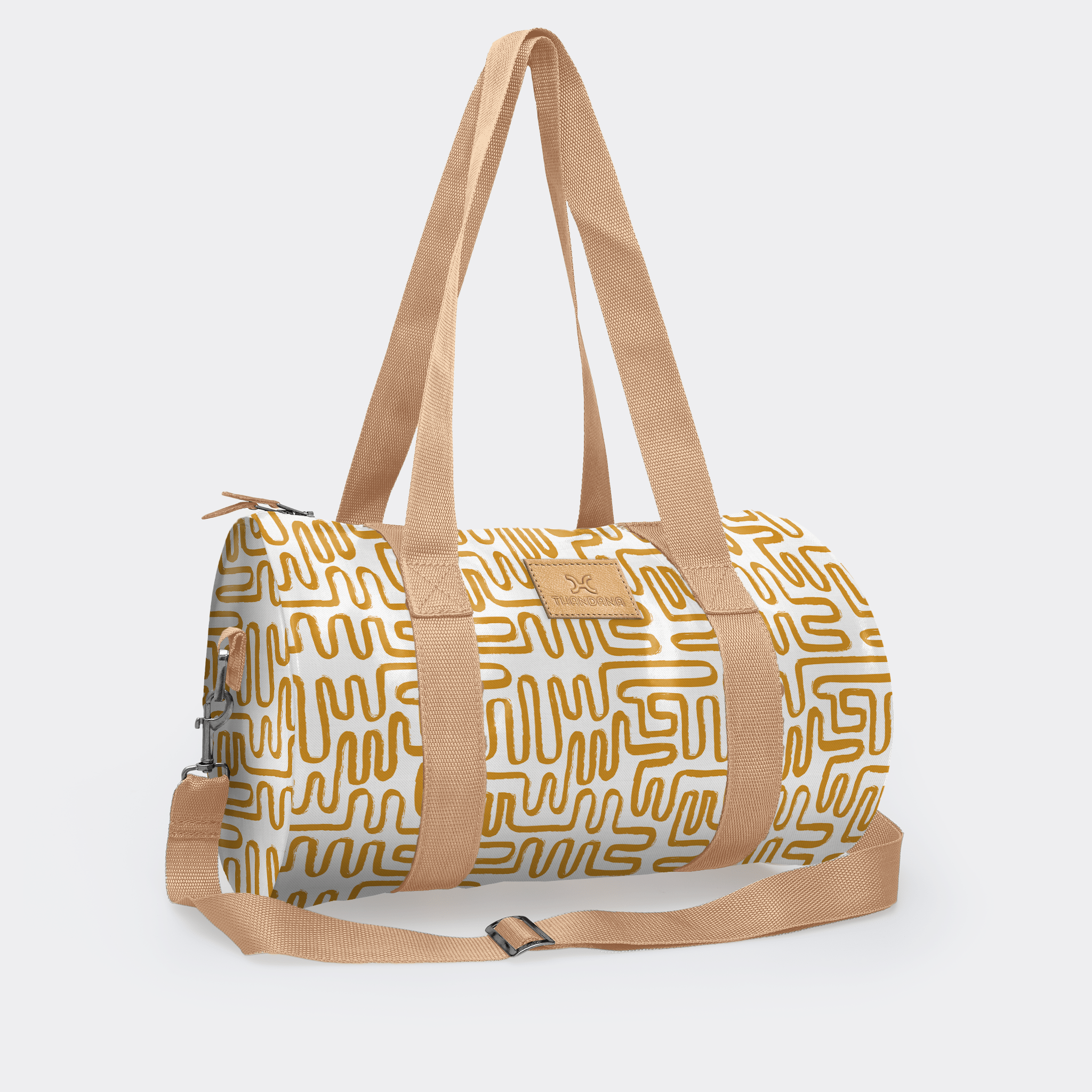Thandana Laminated Fabric Sports & Gym Bag - Beige Trim - KaryKase