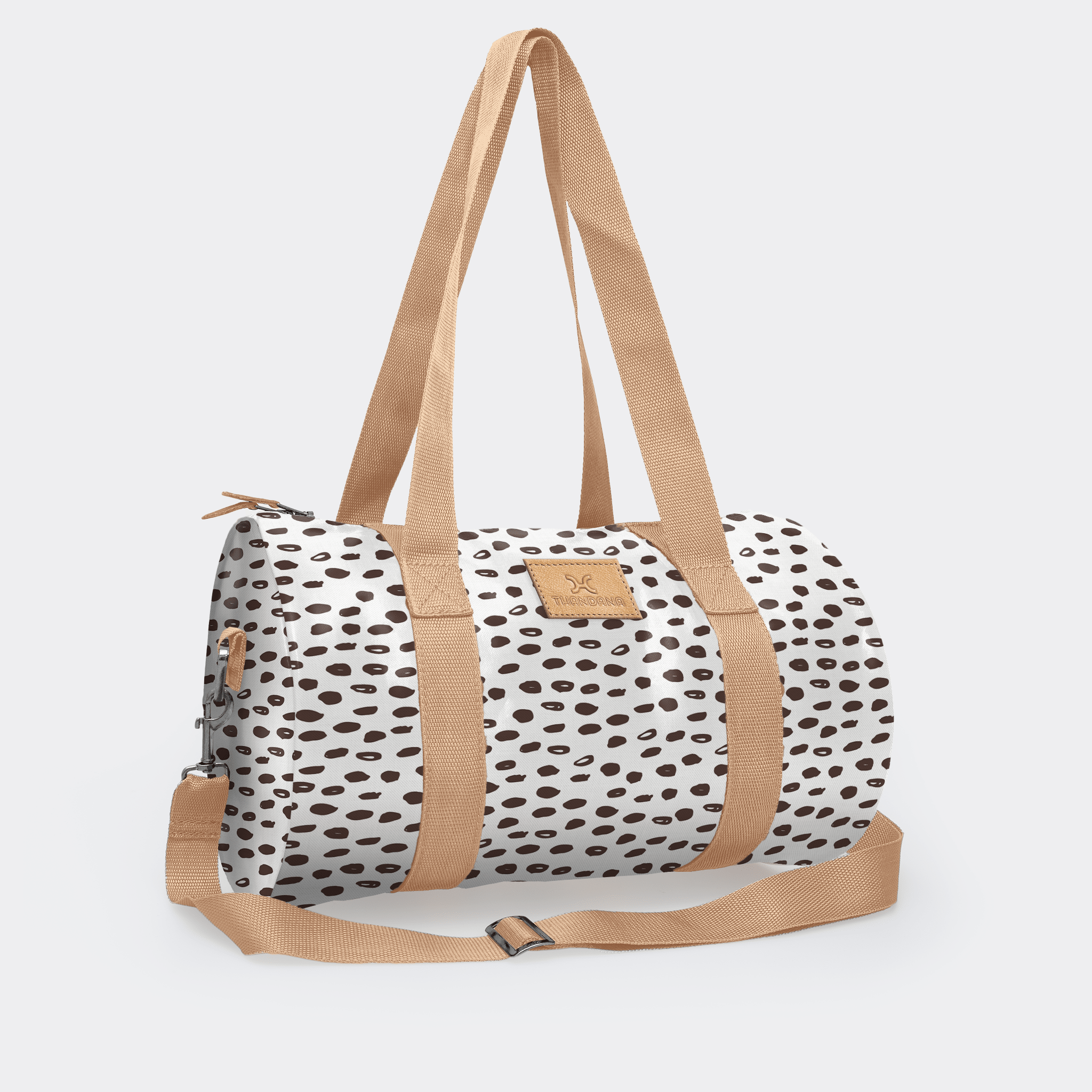 Thandana Laminated Fabric Sports & Gym Bag - Beige Trim - KaryKase