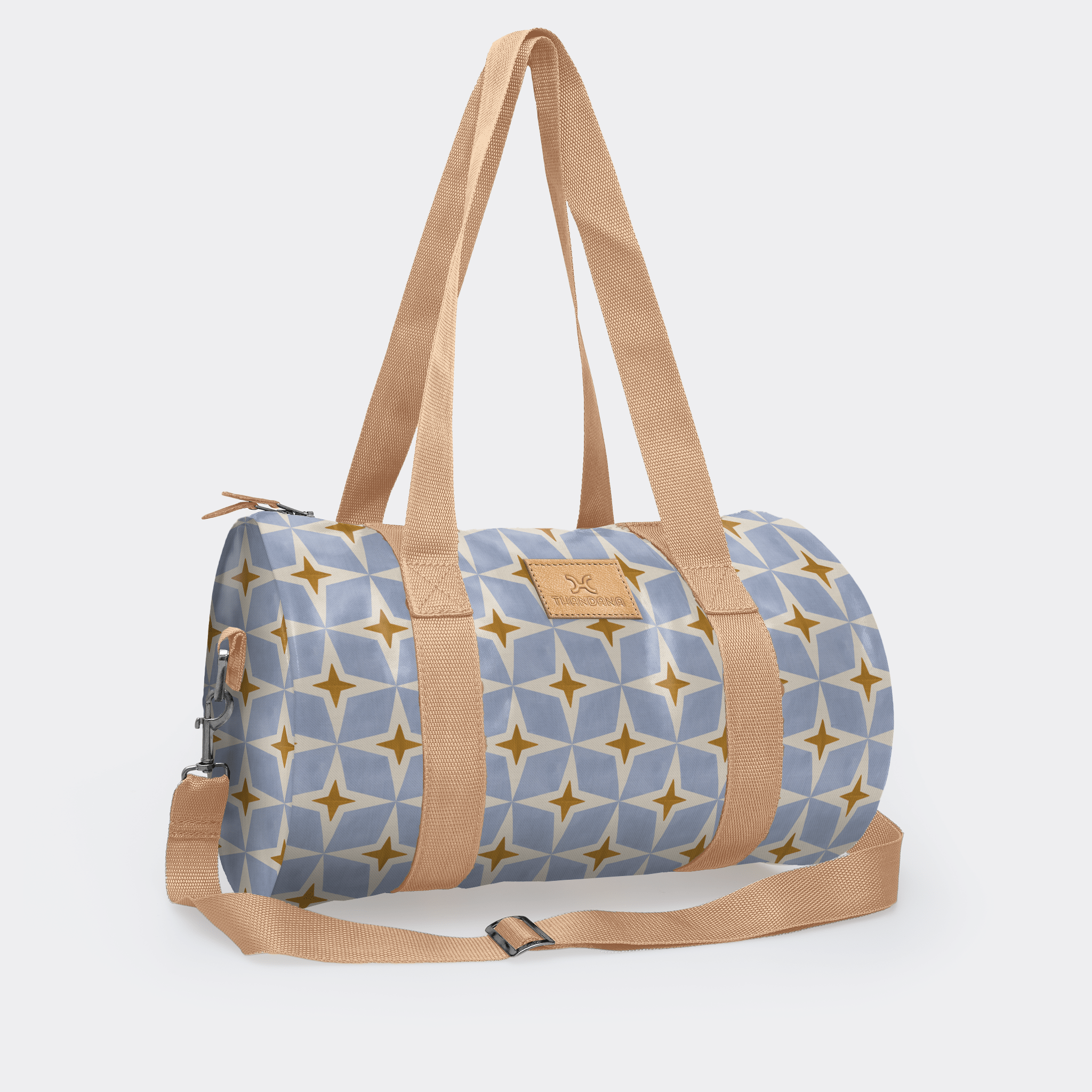 Thandana Laminated Fabric Sports & Gym Bag - Beige Trim - KaryKase