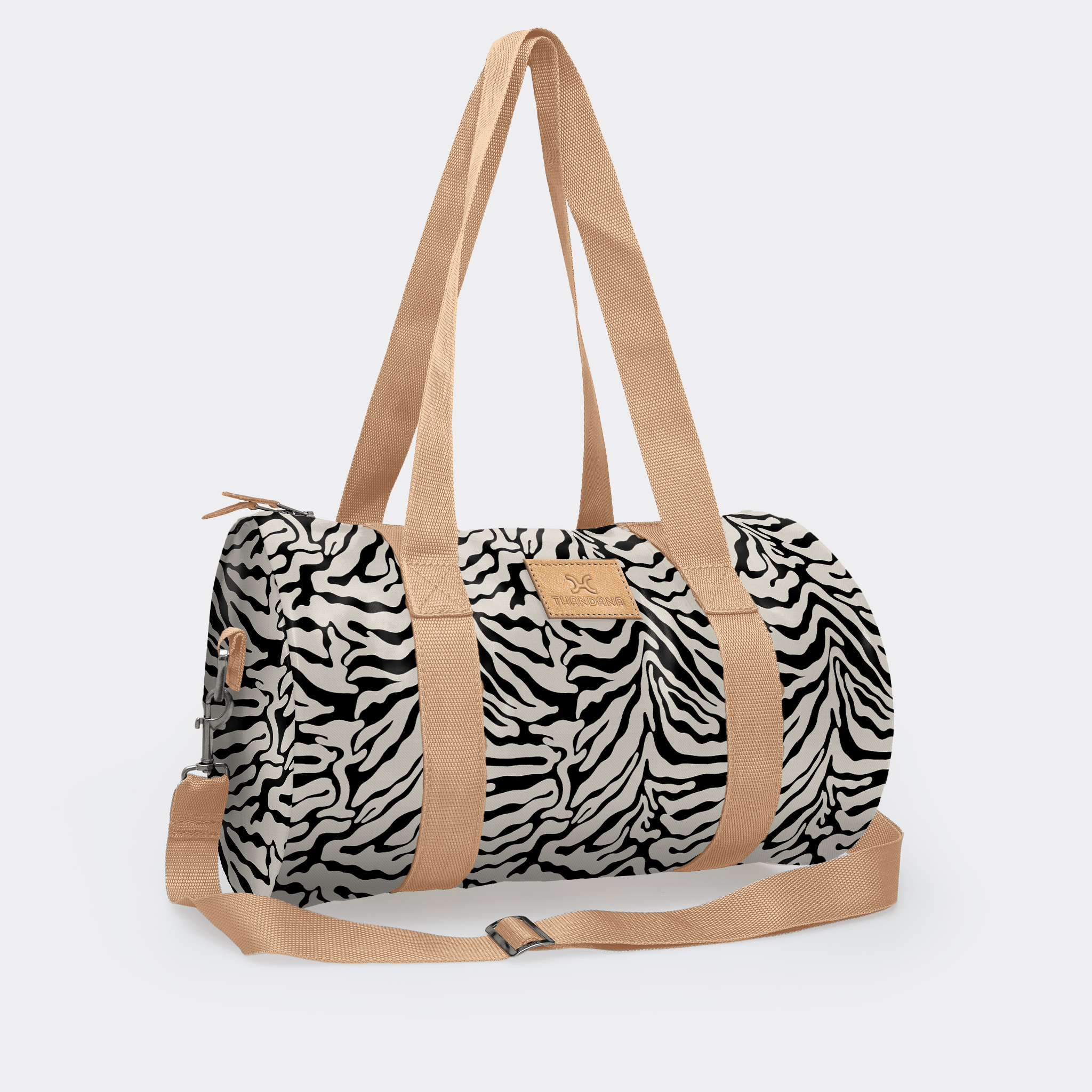 Thandana Laminated Fabric Sports & Gym Bag - Beige Trim - KaryKase