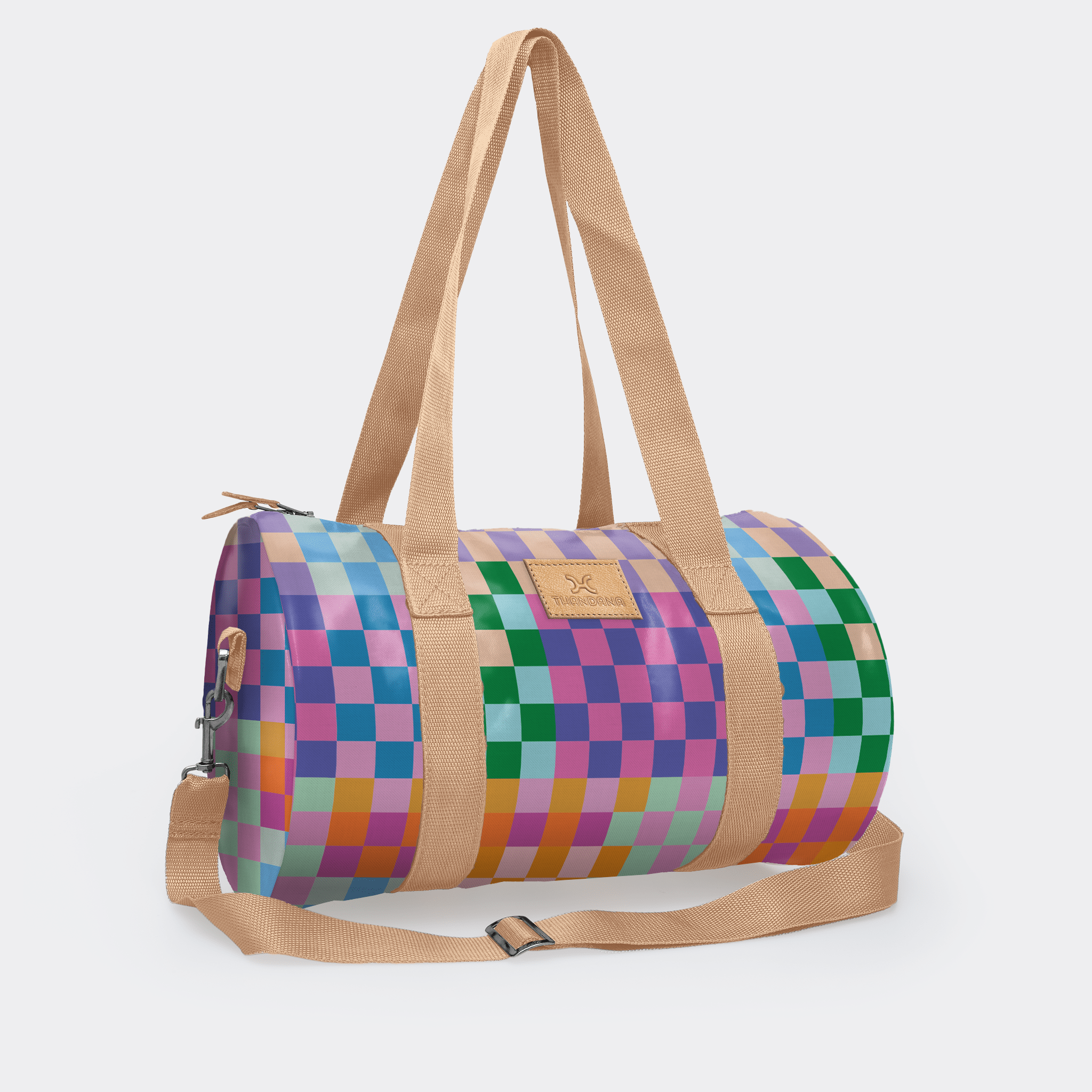 Thandana Laminated Fabric Sports & Gym Bag - Beige Trim - KaryKase
