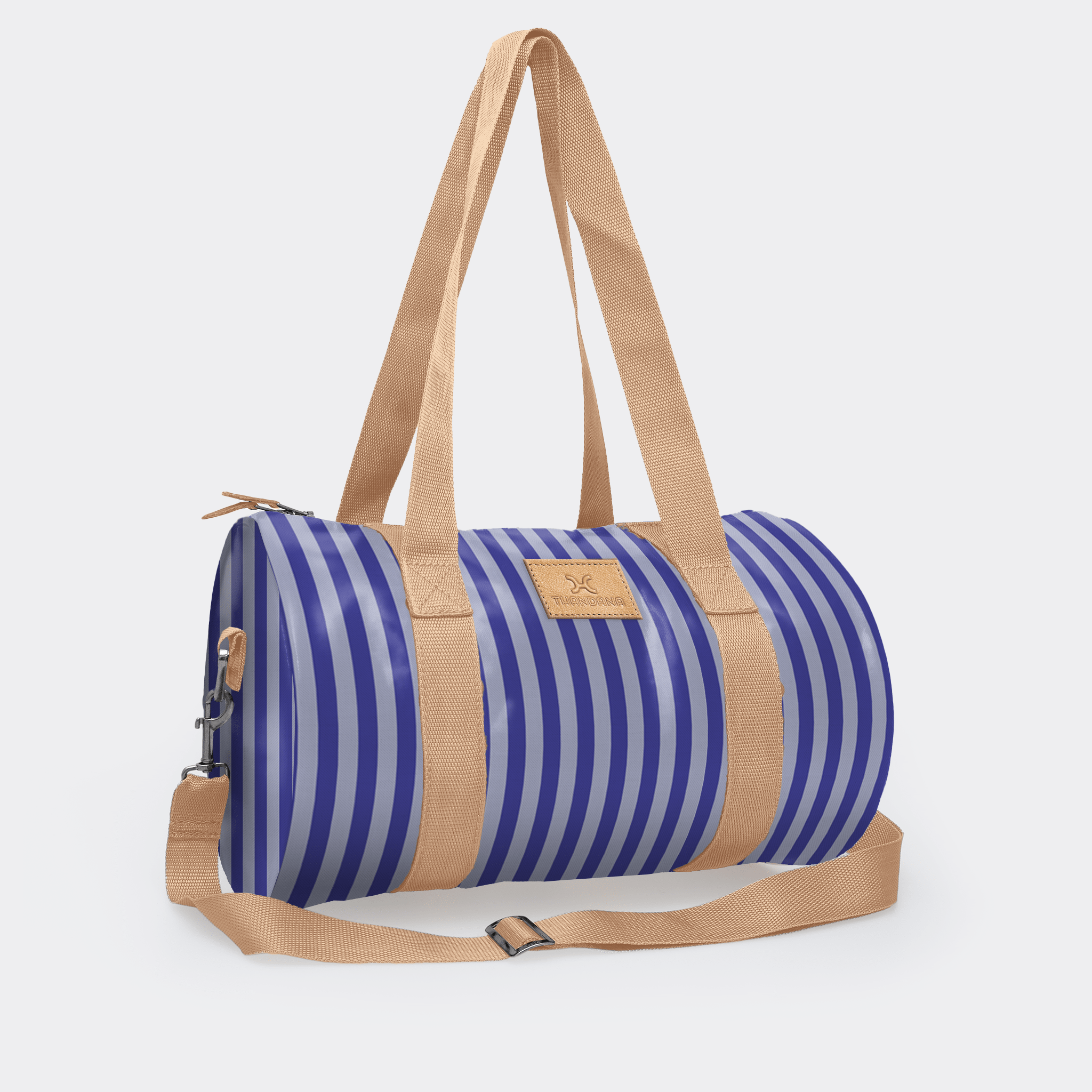 Thandana Laminated Fabric Sports & Gym Bag - Beige Trim - KaryKase