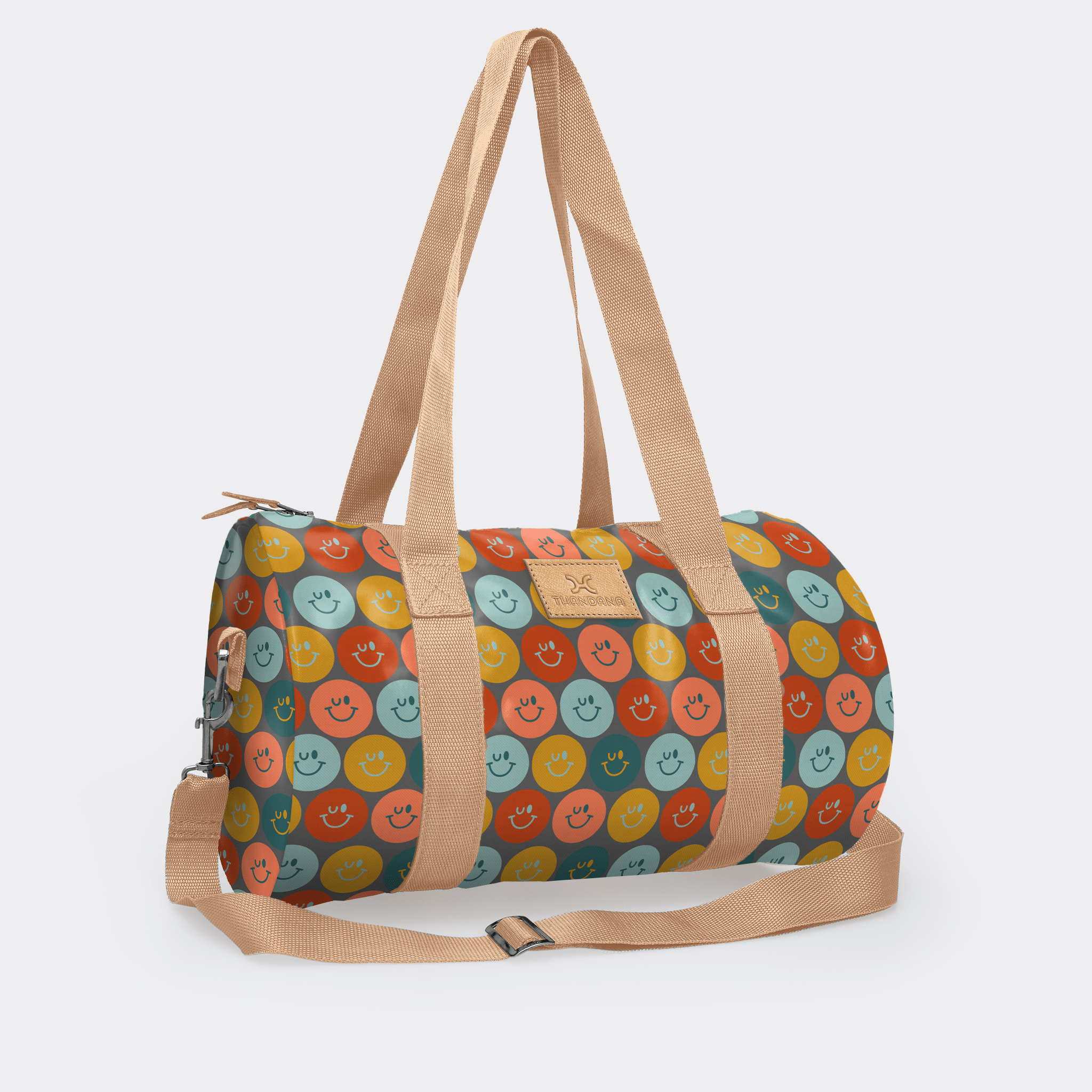 Thandana Laminated Fabric Sports & Gym Bag - Beige Trim - KaryKase