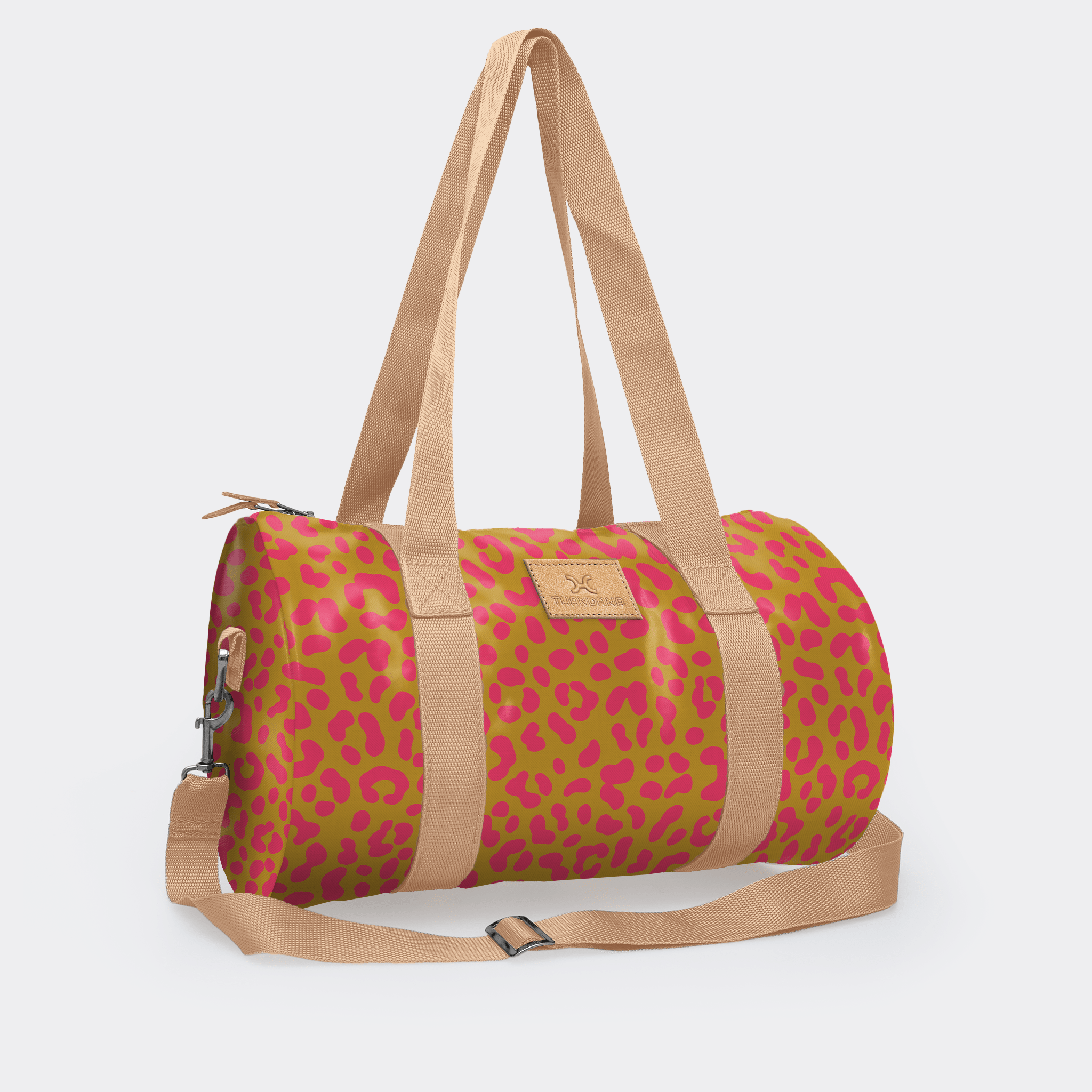 Thandana Laminated Fabric Sports & Gym Bag - Beige Trim - KaryKase
