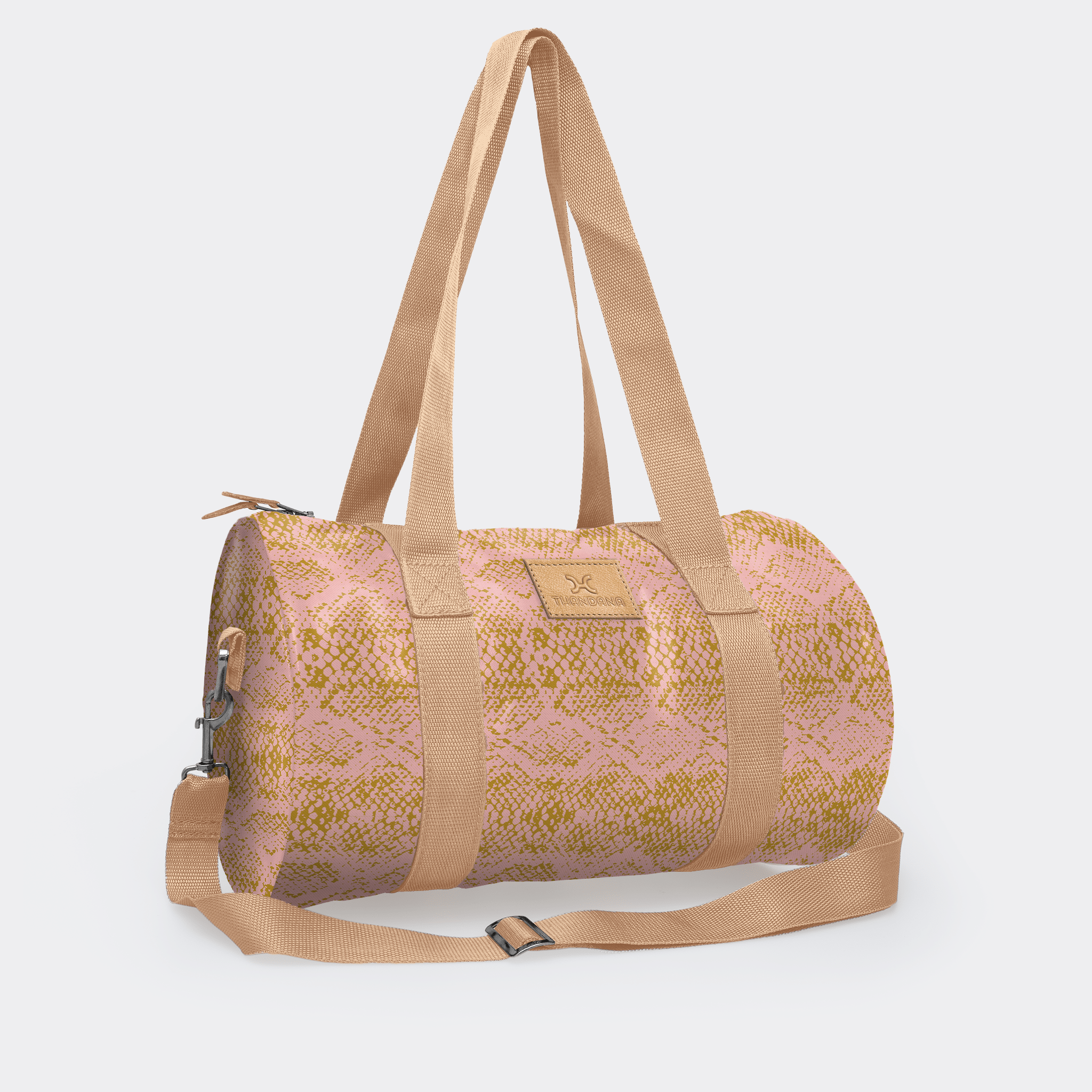 Thandana Laminated Fabric Sports & Gym Bag - Beige Trim - KaryKase