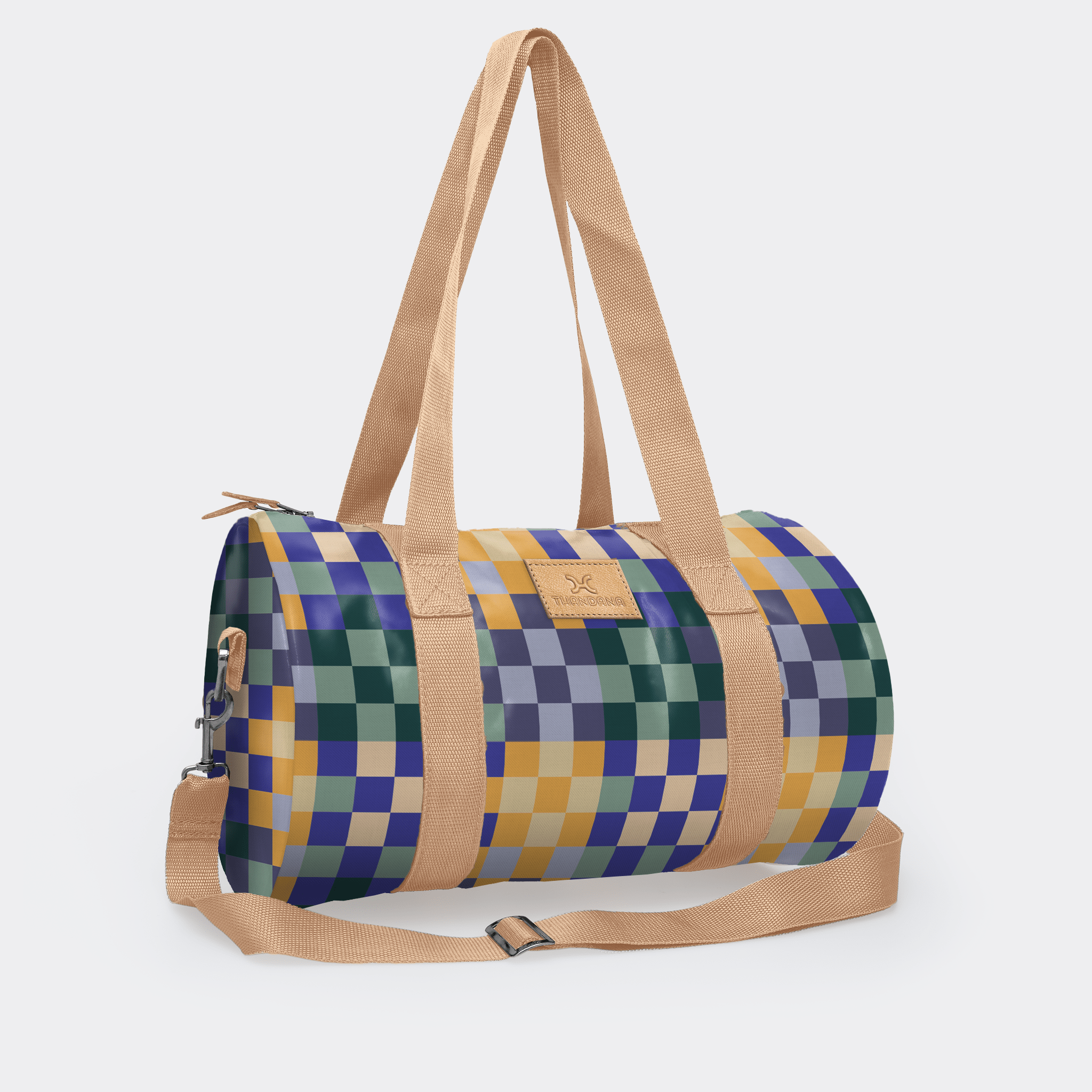 Thandana Laminated Fabric Sports & Gym Bag - Beige Trim - KaryKase
