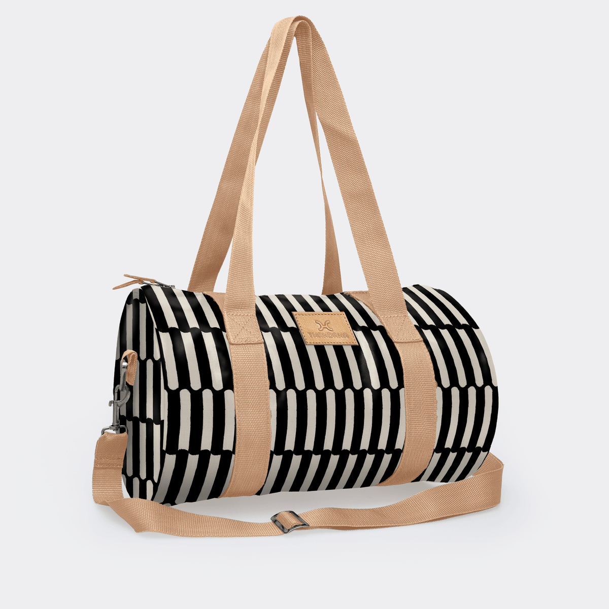 Thandana Laminated Fabric Sports & Gym Bag - Beige Trim - KaryKase