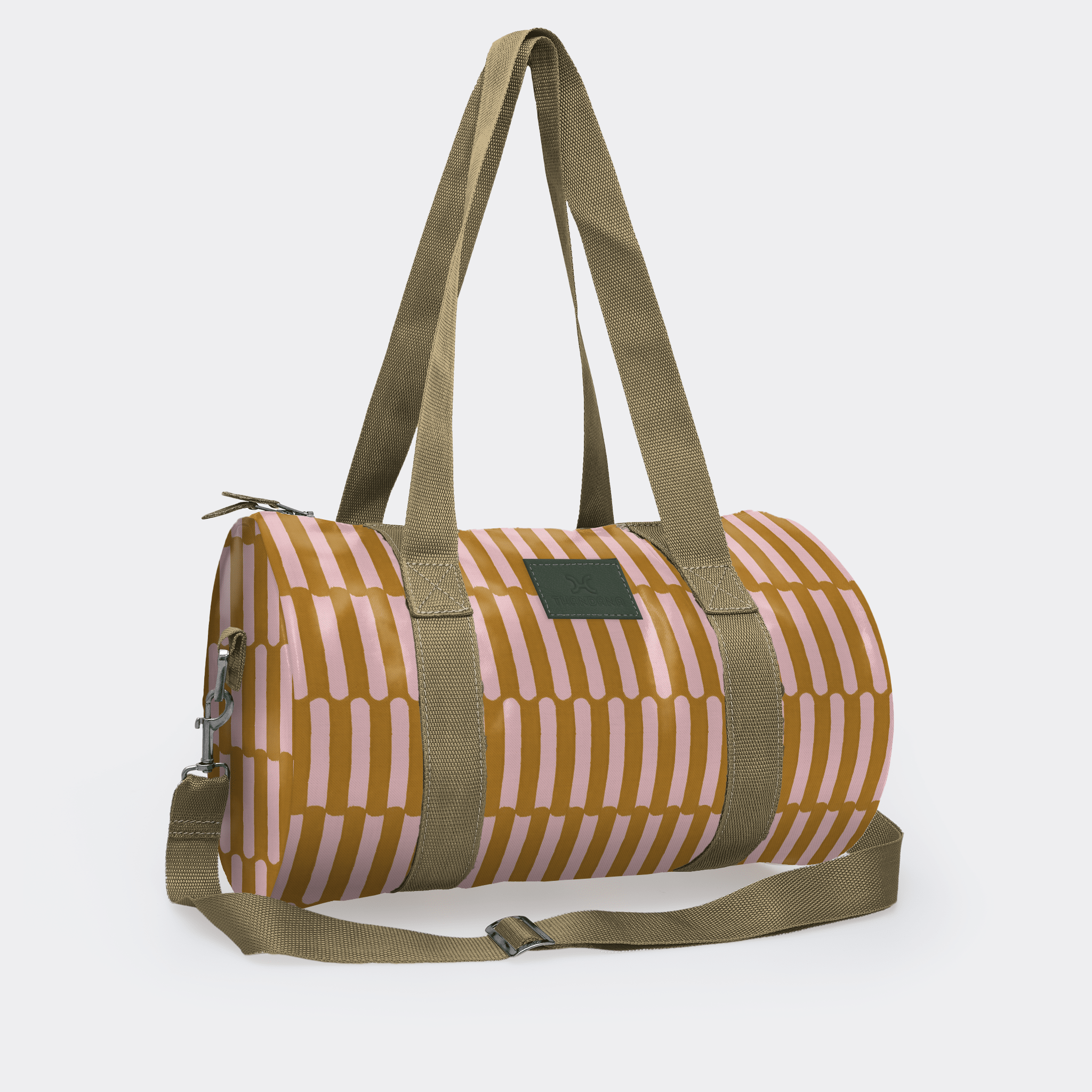 Thandana Laminated Fabric Sports & Gym Bag - Olive Trim - KaryKase