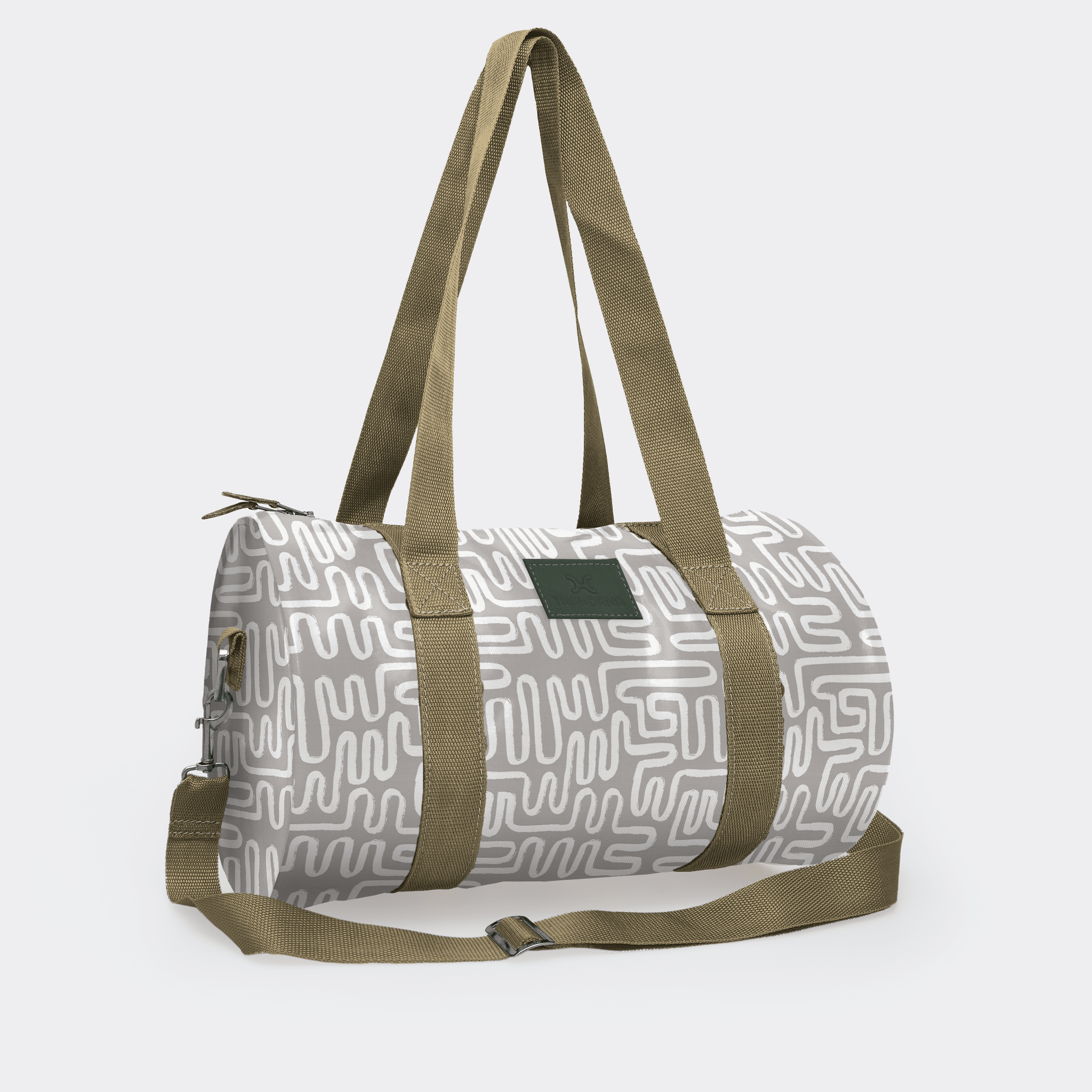 Thandana Laminated Fabric Sports & Gym Bag - Olive Trim - KaryKase