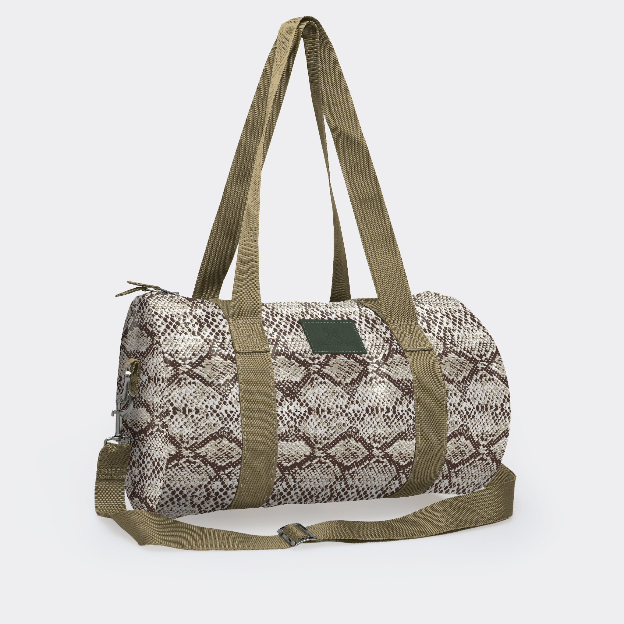 Thandana Laminated Fabric Sports & Gym Bag - Olive Trim - KaryKase