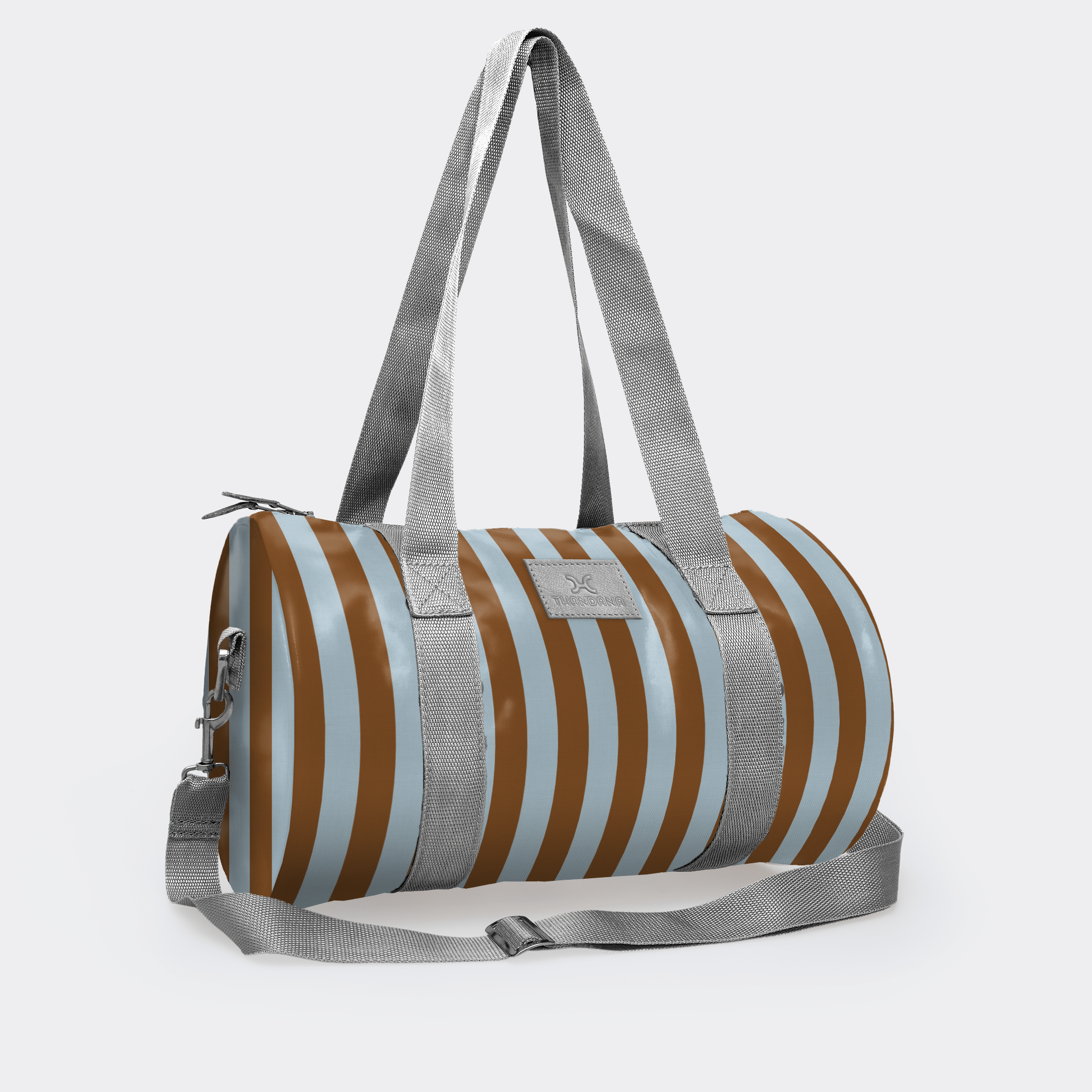 Thandana Laminated Fabric Sports & Gym Bag - Silver Trim - KaryKase