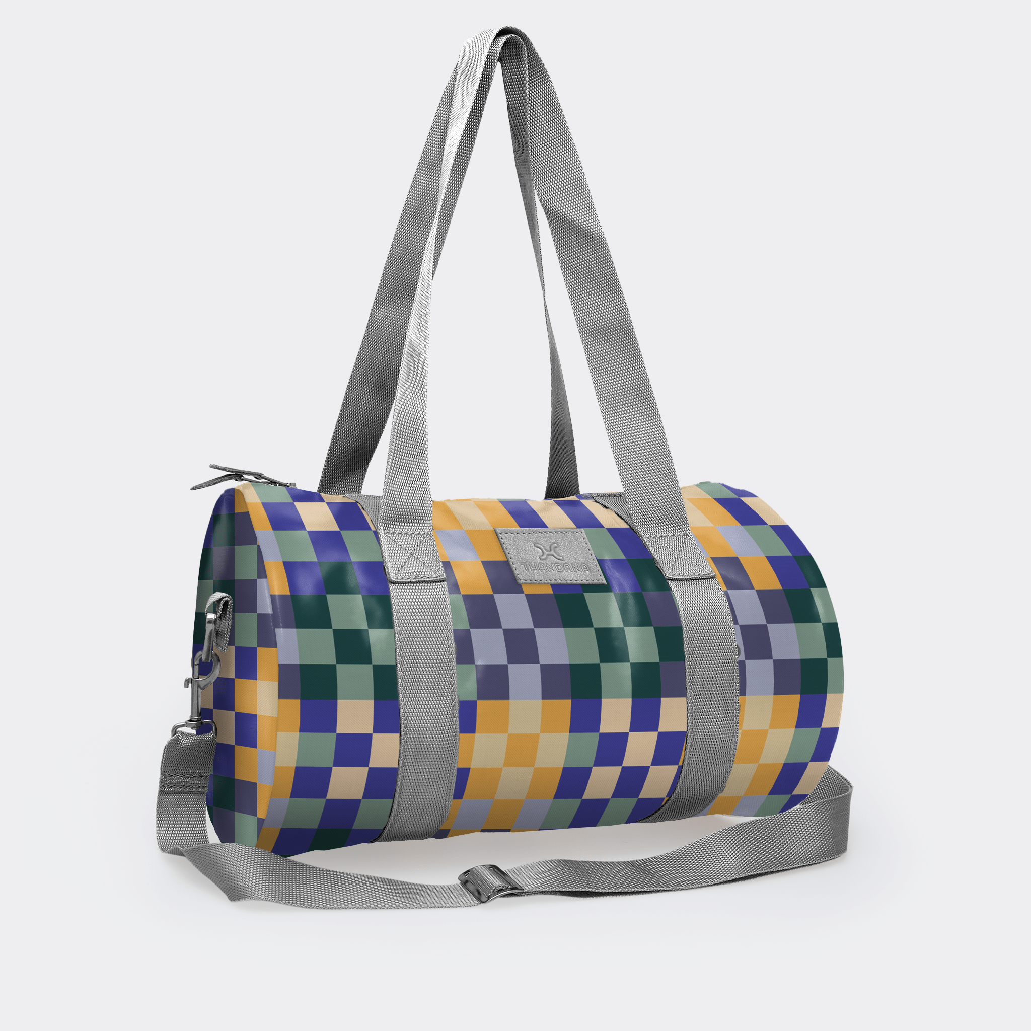 Thandana Laminated Fabric Sports & Gym Bag - Silver Trim - KaryKase