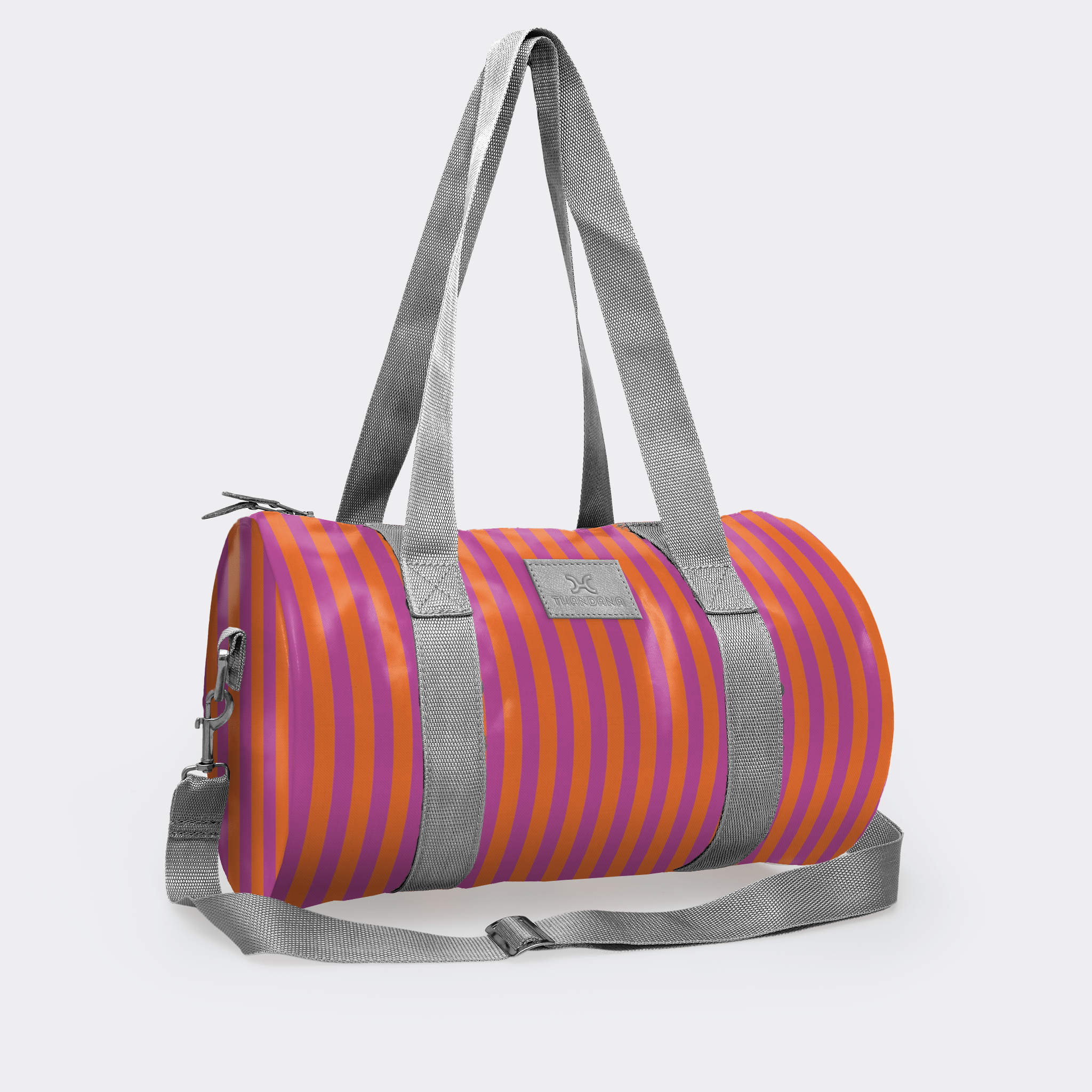Thandana Laminated Fabric Sports & Gym Bag - Silver Trim - KaryKase