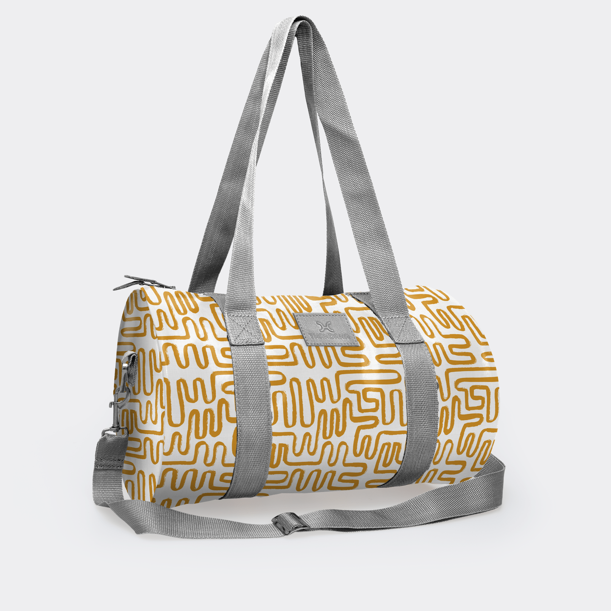 Thandana Laminated Fabric Sports & Gym Bag - Silver Trim - KaryKase
