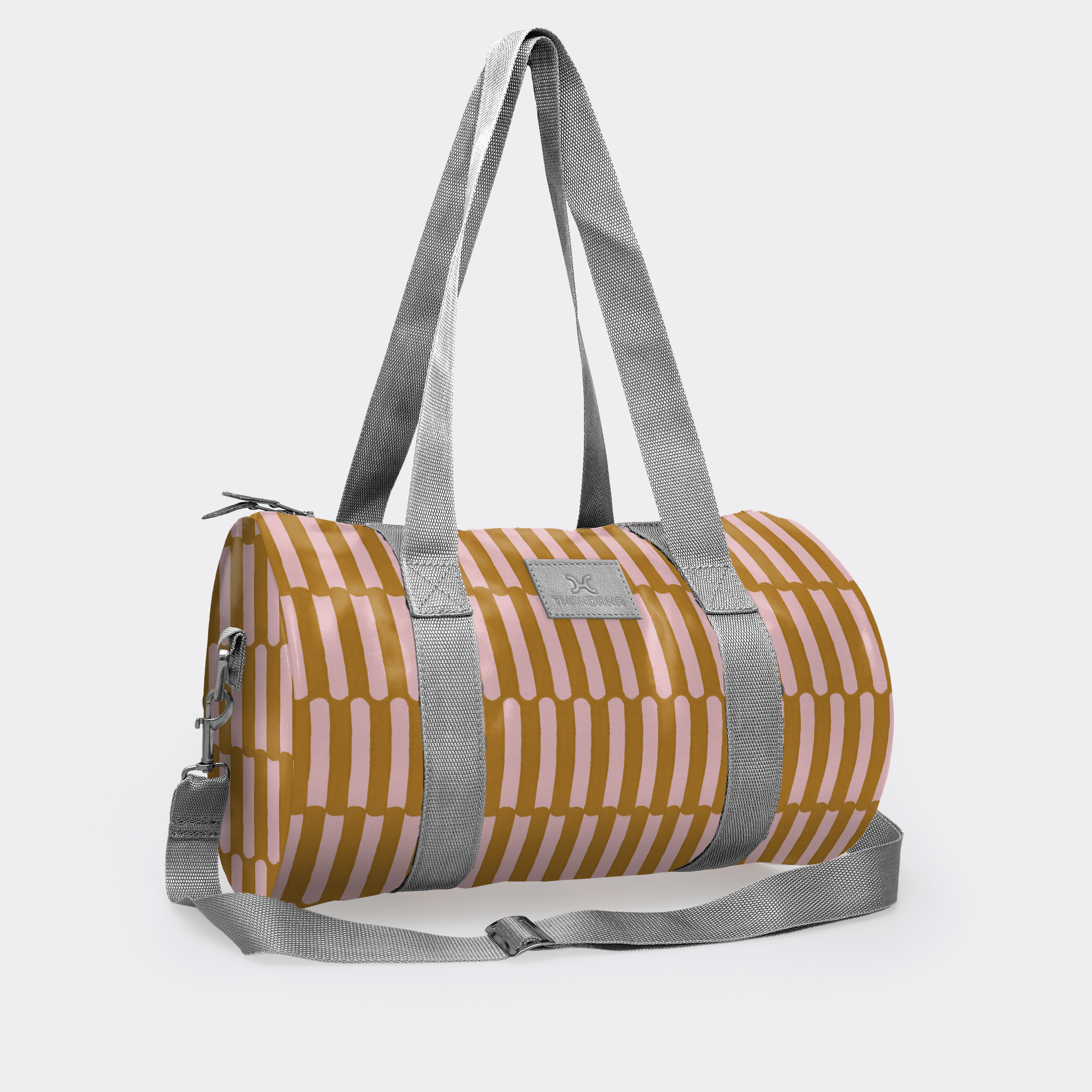 Thandana Laminated Fabric Sports & Gym Bag - Silver Trim - KaryKase