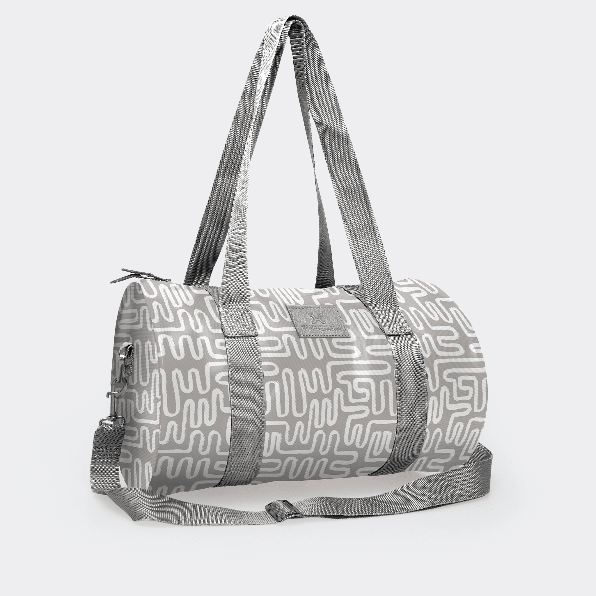 Thandana Laminated Fabric Sports & Gym Bag - Silver Trim - KaryKase