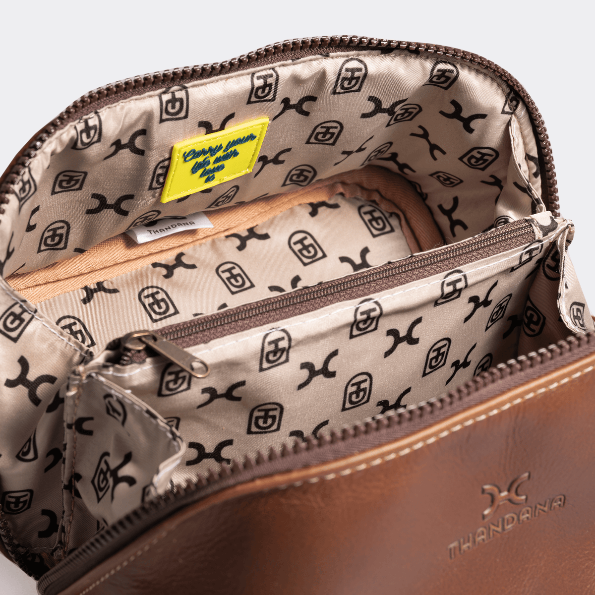 Thandana Leather Side Mouth Maxi Vanity Bag - KaryKase
