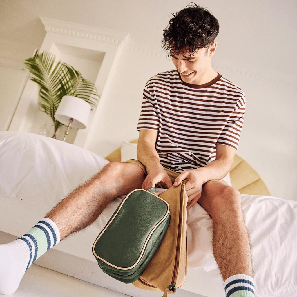 Thandana Mens Double Zip Vanity Leather Case - KaryKase